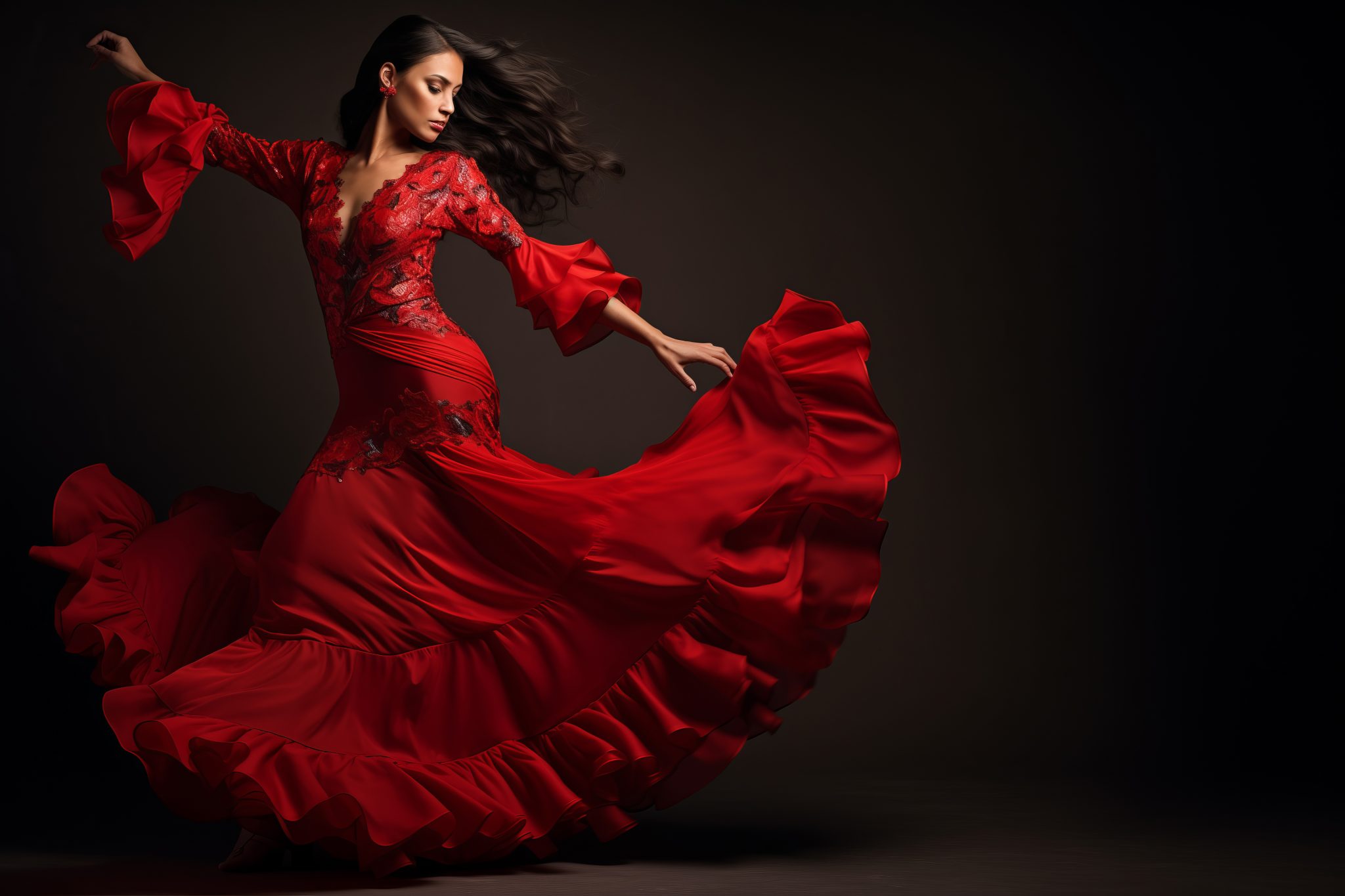 A flamenco dancer captured mid-movement